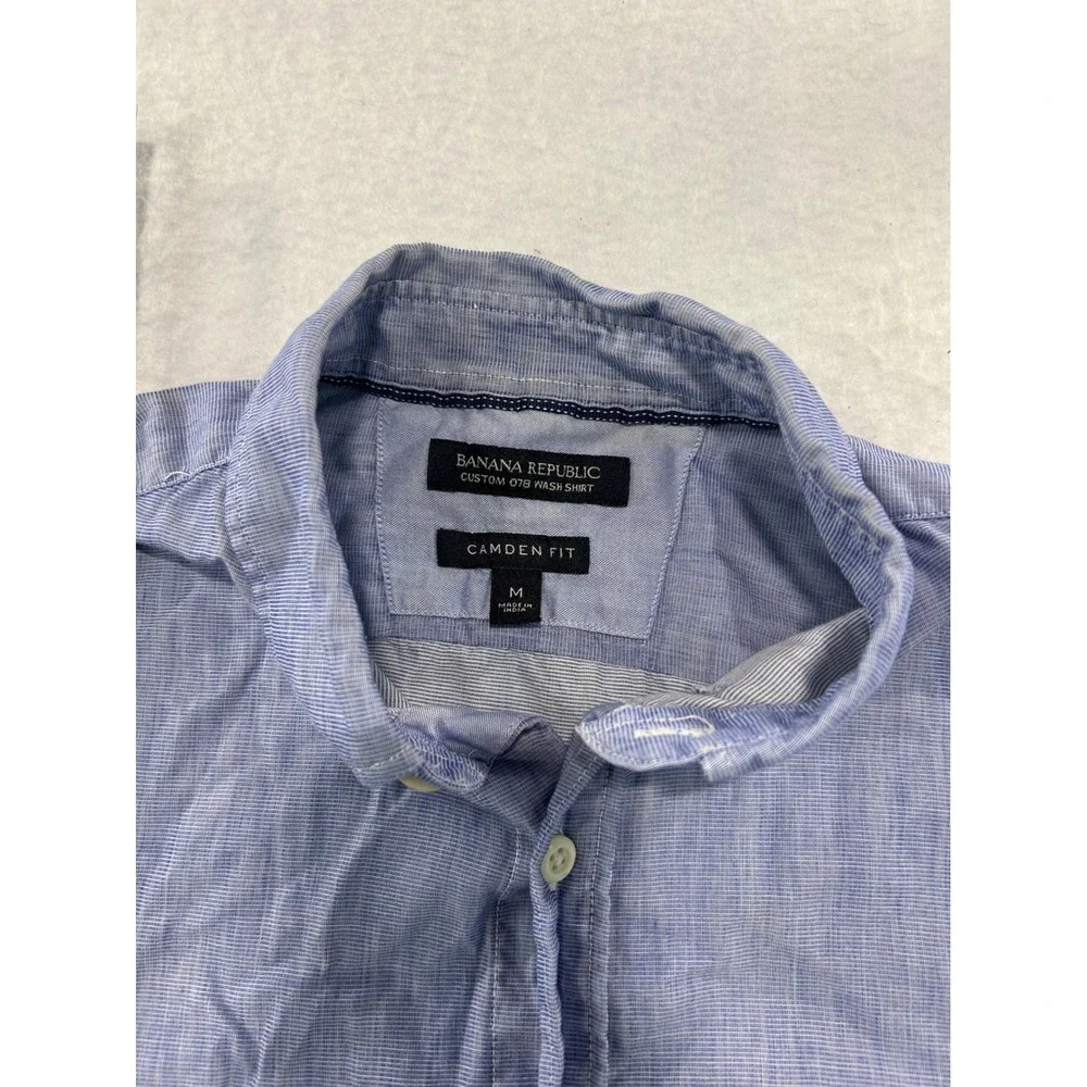 Banana Republic Mens Camden Fit Blue Micro Stripe Button Down Shirt Medium